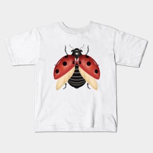Red ladybug digital drawing Kids T-Shirt